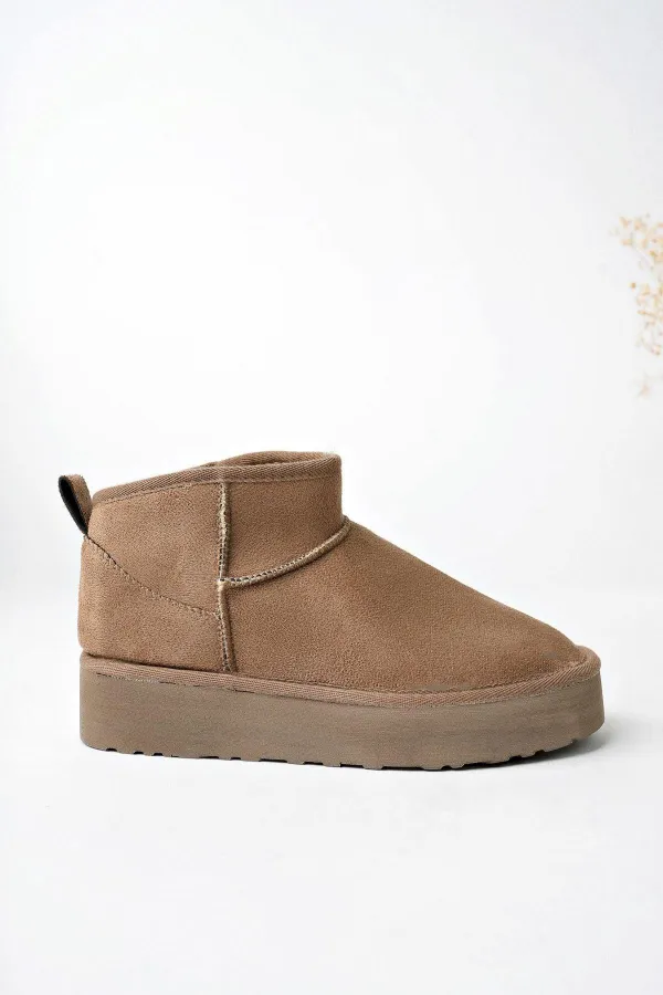 Bottines courtes décontractées Muggo HUG Guaranteed pour femmes, à semelle épaisse et doublure en fourrure.