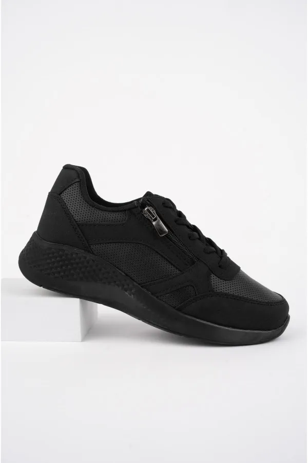 Chaussures de sport confortables et orthopédiques Muggo Asel pour femmes, à lacets et fermeture éclair latérale.