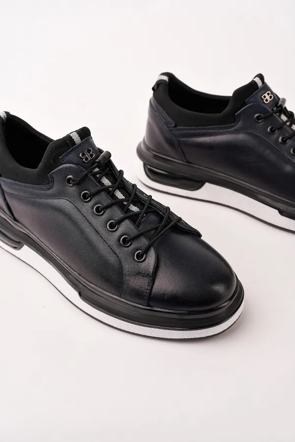 Baskets décontractées à lacets et semelle épaisse en cuir véritable pour homme Muggo REID