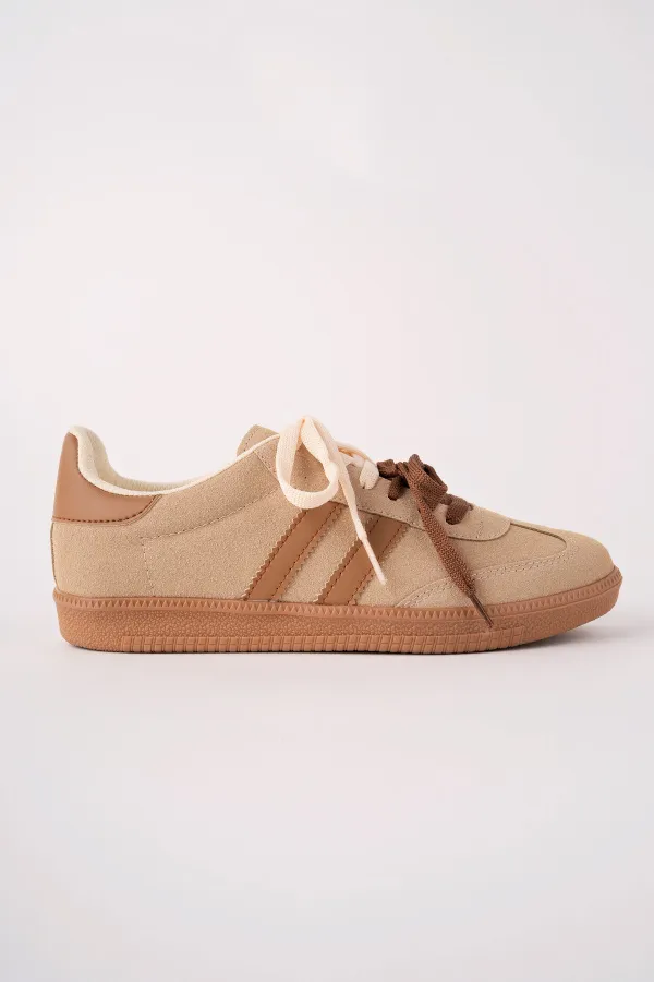 Muggo TAUPE Double Lace-Up Women's Casual Sneaker Sports Shoes