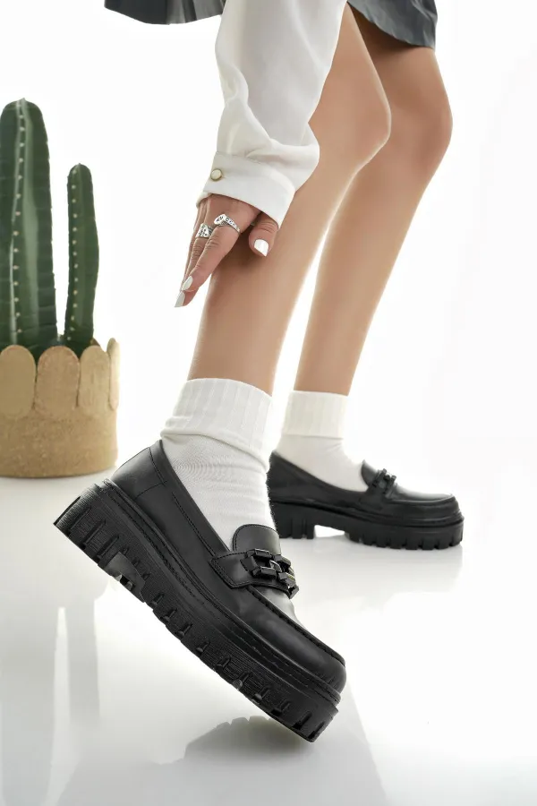 Mocassins Muggo SAMANTHA pour femmes, semelle épaisse, boucle, chaussures décontractées pour tous les jours