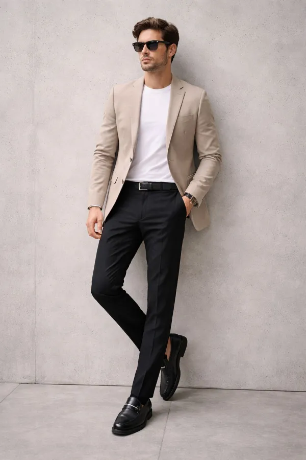 Chaussures décontractées pour hommes Muggo ALFRED en cuir véritable avec boucle en métal et semelle confortable