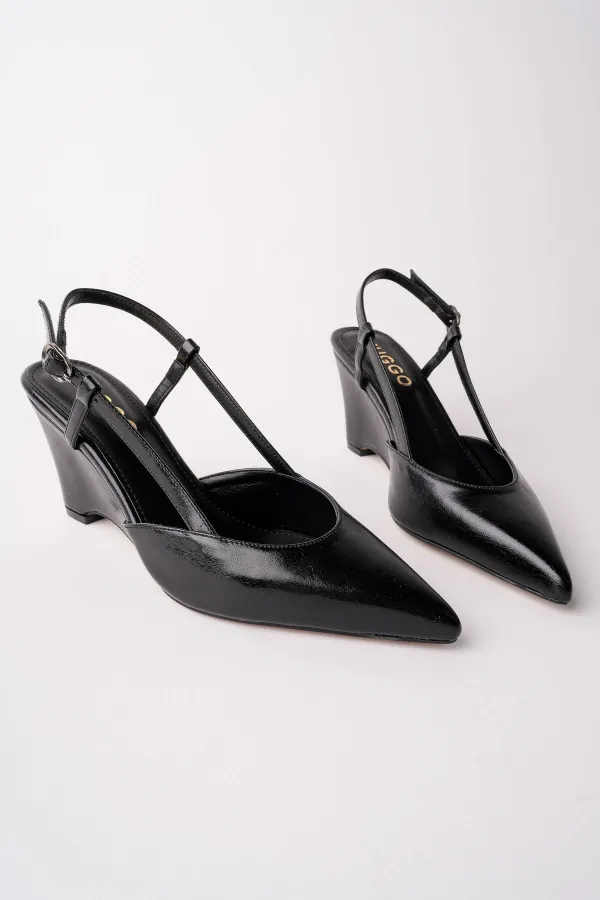 Muggo MARBELLA Pointed Toe Open Back Women's Platform Heel Shoes