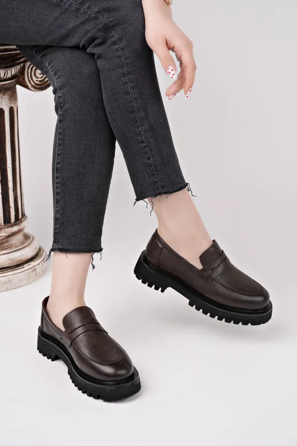 Mocassins Muggo PARADISE en cuir véritable à semelle épaisse, pour femmes, parfaits au quotidien.