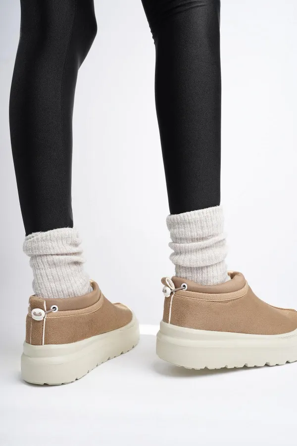 Muggo LUUQ Garantili Kadın Kalın Taban Içi Tüylü Günlük Mini Yarım Bot