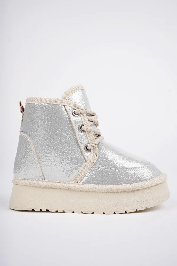 Bottines Muggo PUFFY à semelle épaisse garantie, doublées de fourrure et à lacets, idéales au quotidien pour les enfants