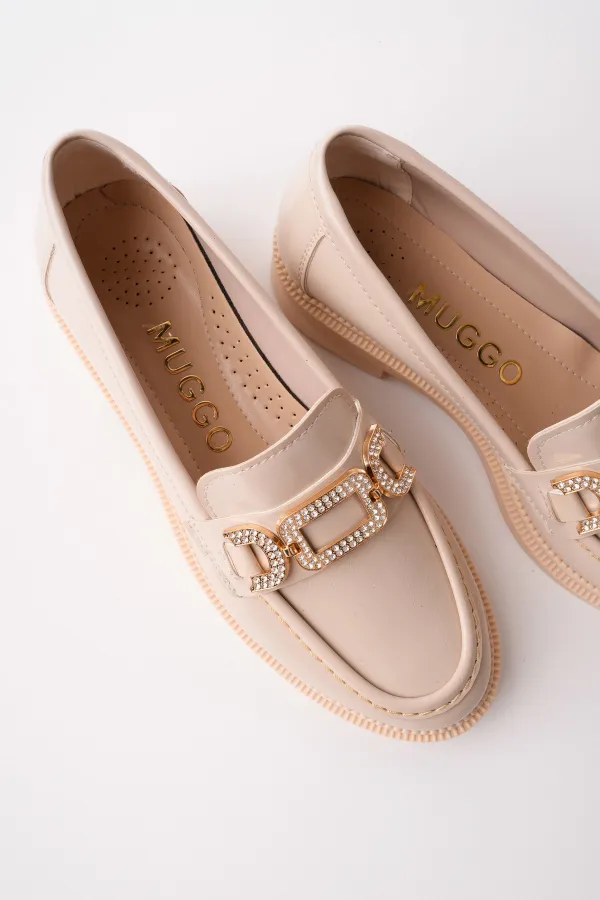 Mocassins décontractés pour femmes Muggo ARVEN avec boucle en métal et détails en pierre