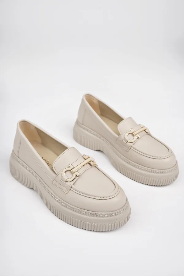 Muggo PEGULA Garantili Kadın Loafer Kalın Taban Günlük Casual Rahat Ayakkabı