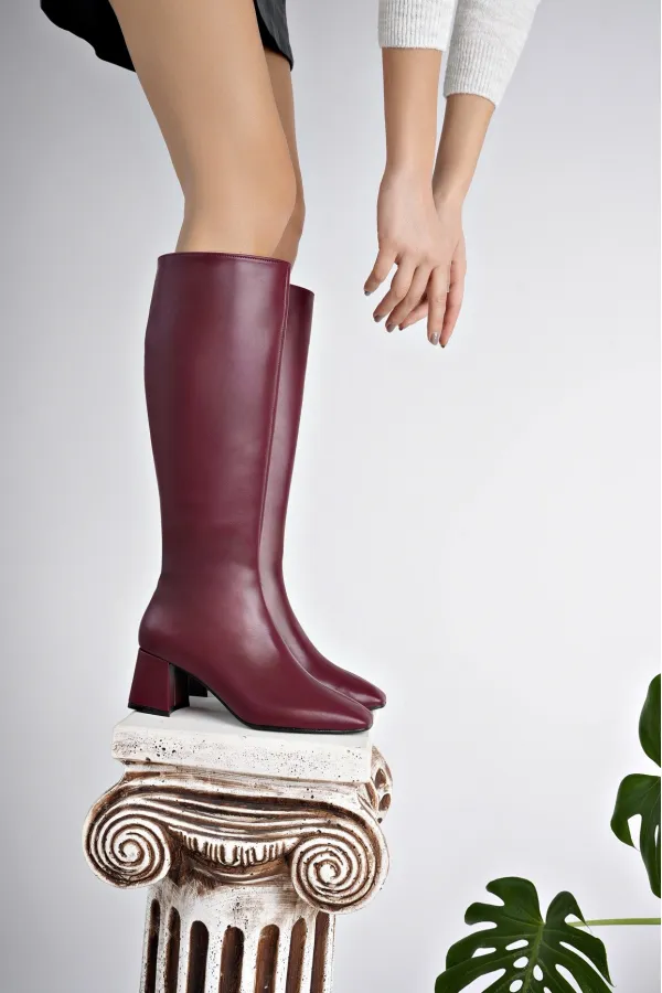 Bottes à talons pour femmes Muggo KAROLINE, bout carré garanti, fermeture éclair latérale