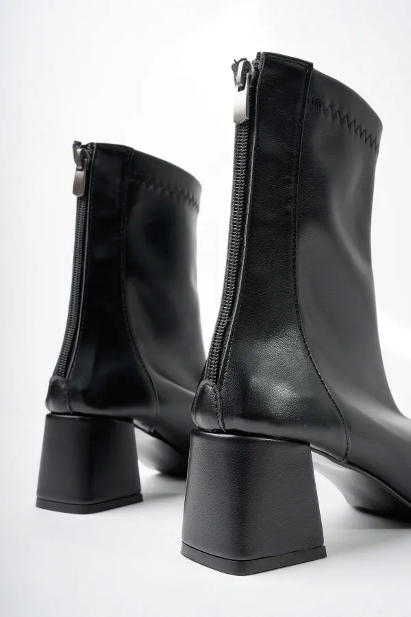 Bottes à talons pour femmes Muggo SASHA à bout carré et fermeture éclair arrière garanties