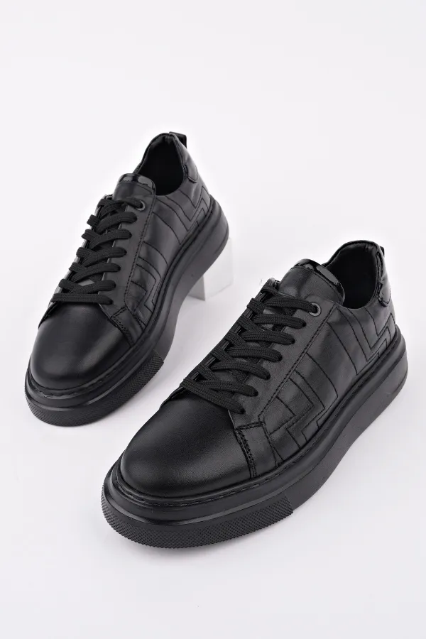 Chaussures de sport décontractées pour hommes Muggo AGONY à semelle épaisse et lacets, en cuir véritable