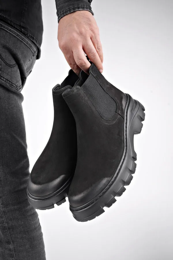 Muggo RAGNAR bottes Chelsea en cuir véritable à semelle épaisse pour hommes