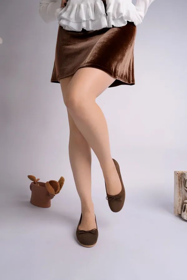 Muggo HİDDEN Gizli Topuklu Fiyonk Detaylı Deri Kadın Babet