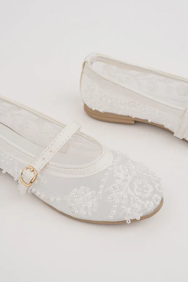 Muggo LACE Women's Mesh Detail Beaded Strappy Stylish Casual Ballet Flats Muggo LACE Women's Mesh Detail Beaded Strappy Stylish Casual Ballet Flats