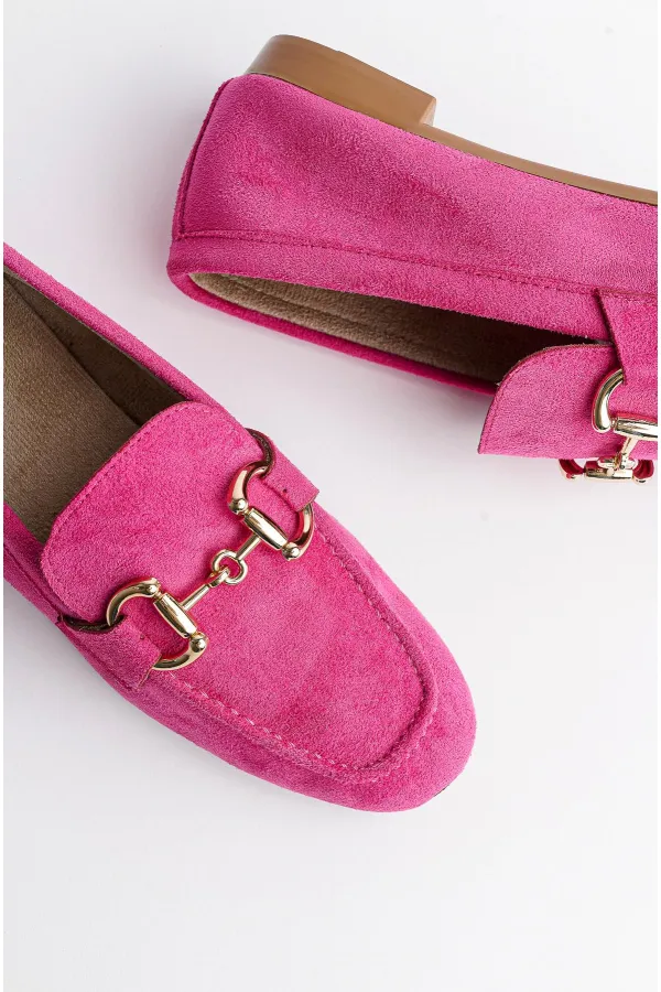 Muggo MONA Garantili Metal Tokalı Deri Kadın Loafer Günlük Ayakkabı