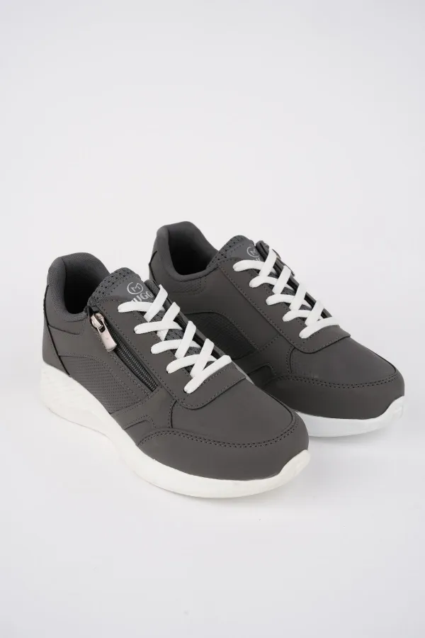 Chaussures de sport confortables et orthopédiques Muggo Asel pour femmes, à lacets et fermeture éclair latérale.