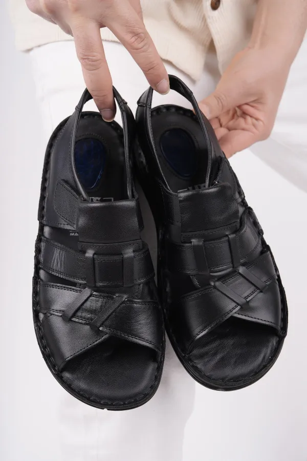 Muggo Charles Guaranteed Men's Casual Genuine Leather Comfortable Soft Sole Orthopedic Sandals