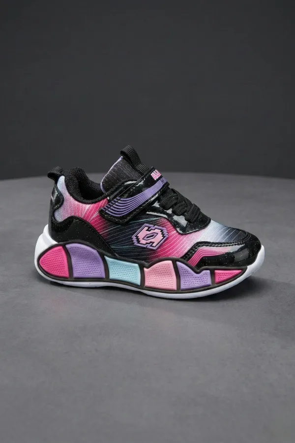 Muggo RAINBOW Thick Sole Velcro and Lace-up Kids' Sneaker Sports Shoes