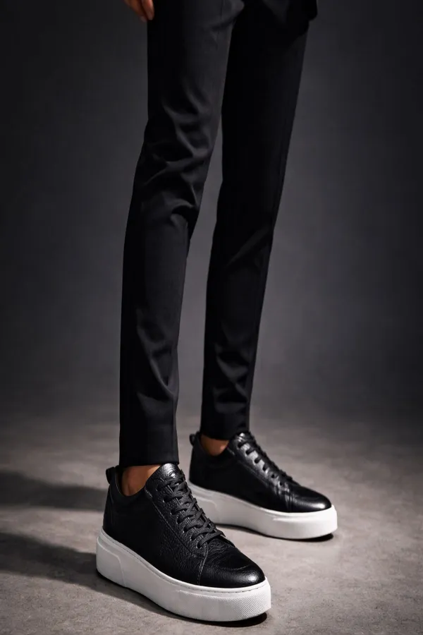 Muggo LEONS Genuine Leather Men's Thick Sole Lace-up Casual Sneaker Muggo LEONS Genuine Leather Men's Thick Sole Lace-up Casual Sneaker