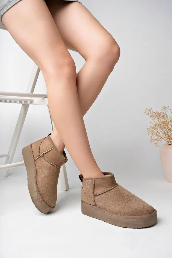 Bottines courtes décontractées Muggo HUG Guaranteed pour femmes, à semelle épaisse et doublure en fourrure.