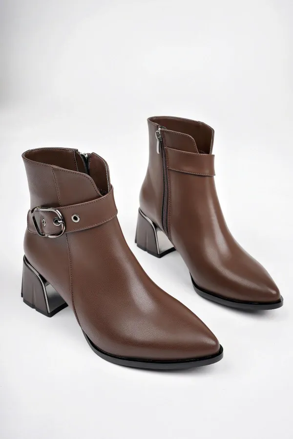 Bottes décontractées pour femmes Muggo RAISON avec ceinture et fermeture éclair, bout pointu.