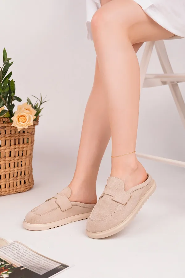 Mocassins Muggo Vintage en cuir suédé, décontractés et confortables, à bout fermé, pour femmes.