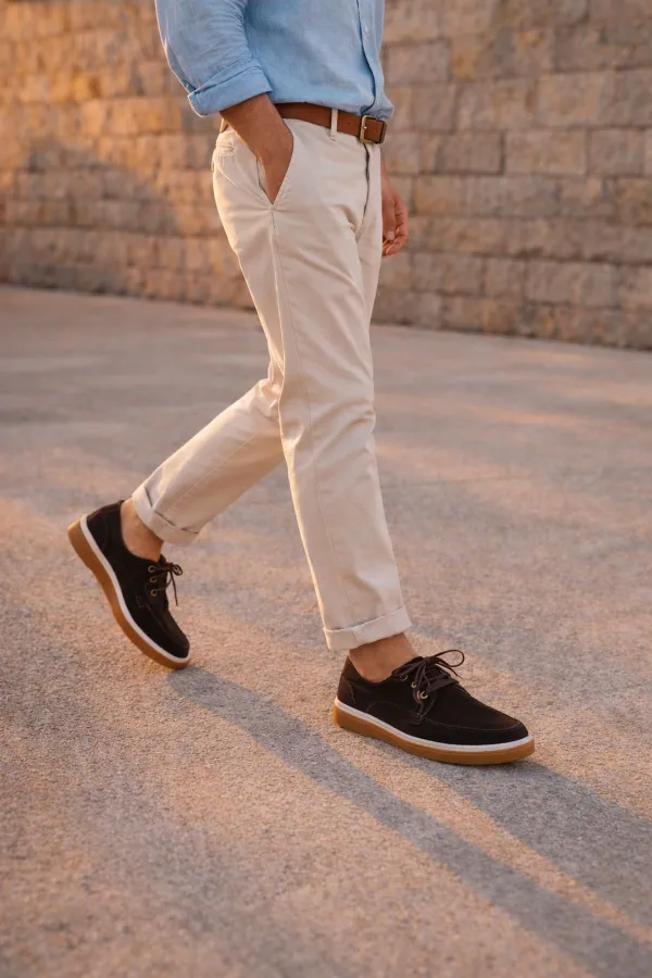 Muggo CRAFT Genuine Suede Leather Lace-up Men's Casual Loafer Shoes