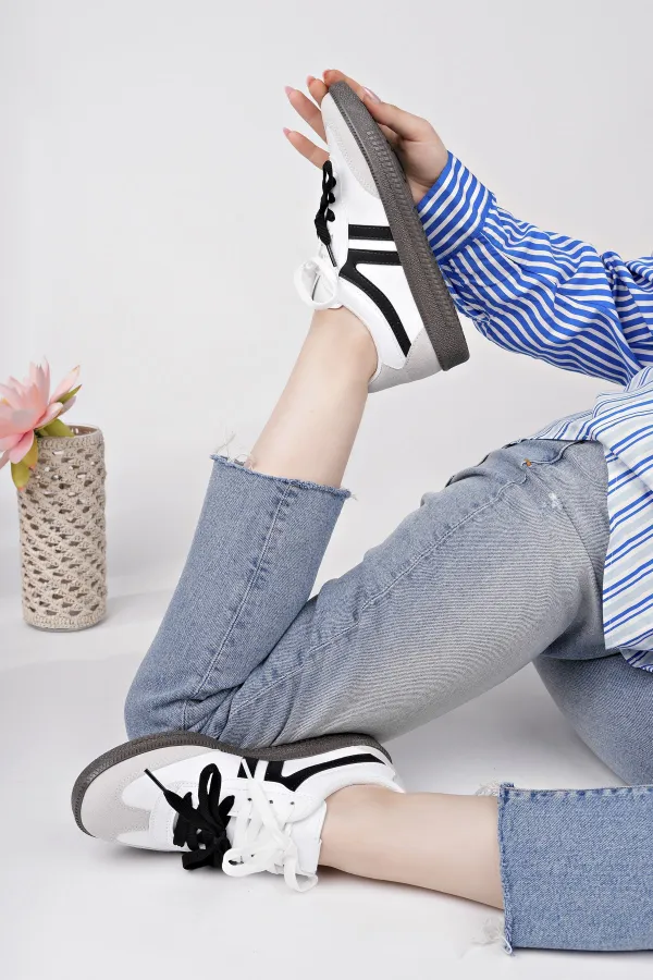Muggo RETRO Çift Bağcıklı Günlük Kadın Sneaker Spor Ayakkabı