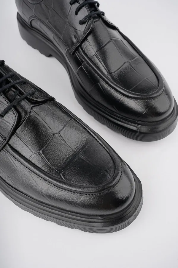 Muggo NORMAN Chaussures pour hommes classiques et confortables en cuir véritable, semelle orthopédique épaisse, idéales au quotidien