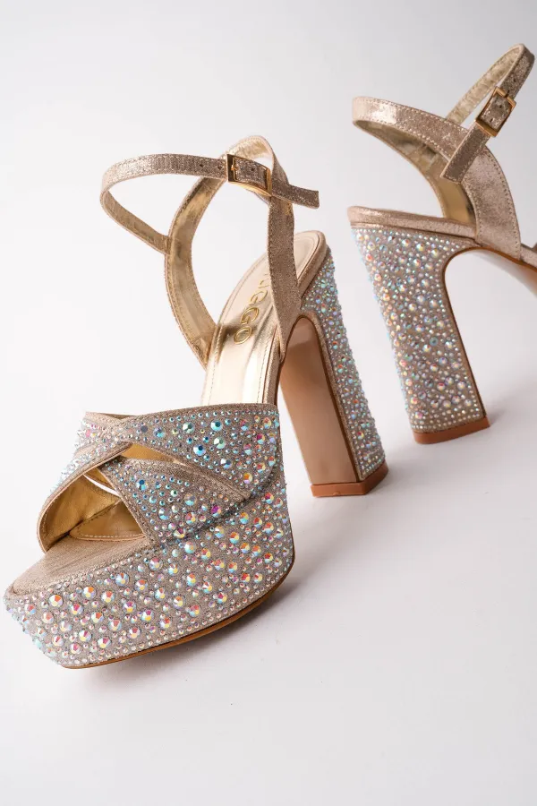Chaussures de mariée Muggo BRIDE à plateforme et strass