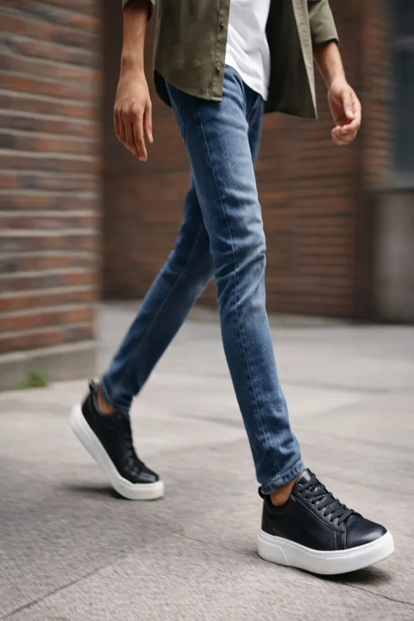 Muggo LEONS Genuine Leather Men's Thick Sole Lace-up Casual Sneaker Muggo LEONS Genuine Leather Men's Thick Sole Lace-up Casual Sneaker