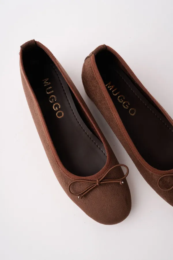 Muggo HİDDEN Gizli Topuklu Fiyonk Detaylı Deri Kadın Babet