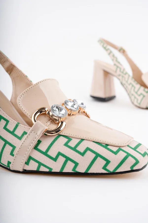 Muggo NİCHOLE Garantili Arkası Açık Kalın Topuklu Tokalı Kadın Ayakkabı