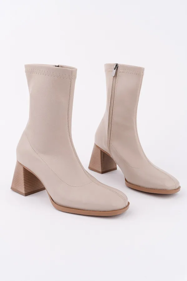 Muggo STORM Guaranteed Square Toe Back Zipper Women's Heeled Boots