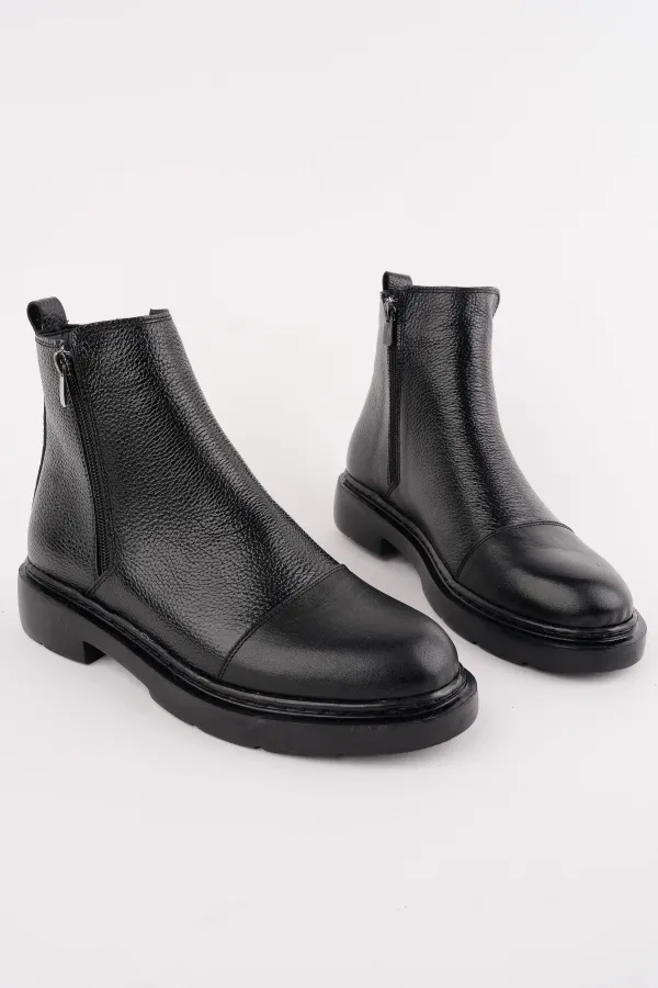 Muggo DRAKO Genuine Leather Double Zipper Men's Winter Chelsea Boots