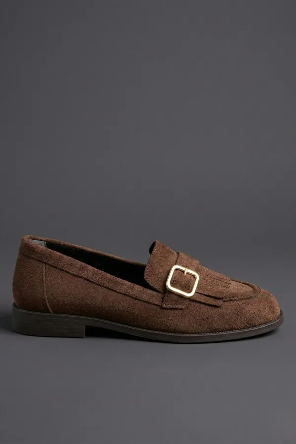 Mocassins décontractés pour femmes Muggo TUFT en daim avec boucle dorée et pampilles