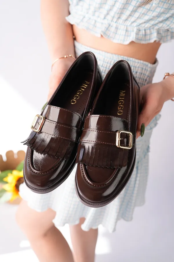 Mocassins décontractés à pampilles et boucle dorée Muggo pour femmes