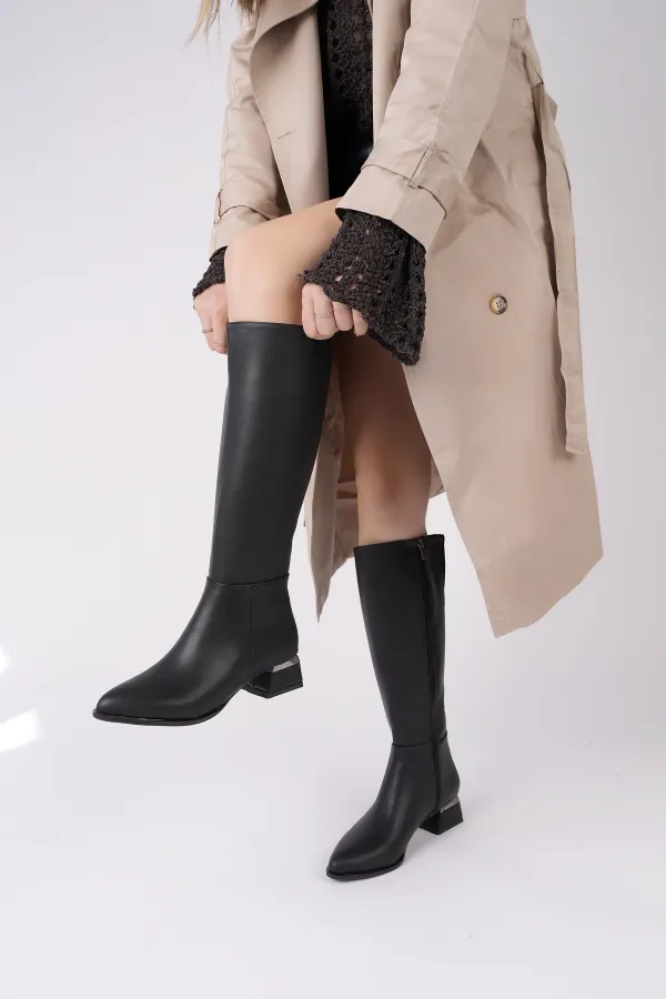 Muggo COLLİE Sivri Burun Yandan Fermuarlı Topuklu Kadın Çizme