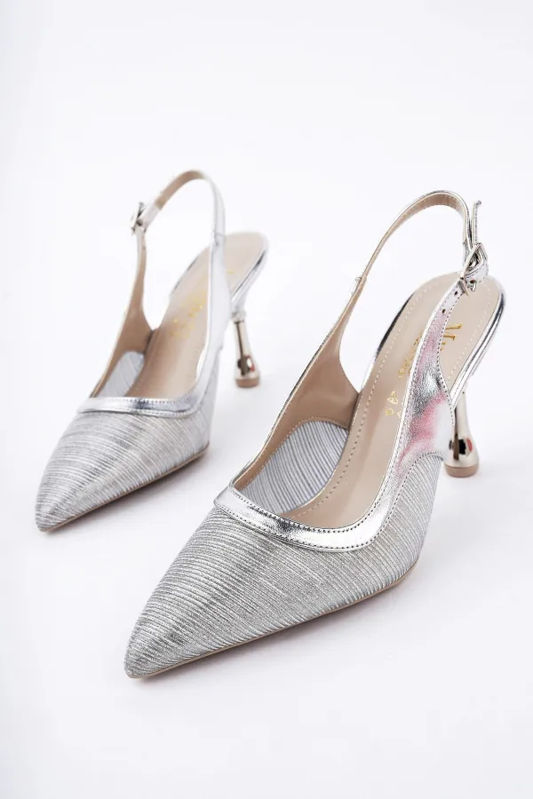 Muggo ARYNA Sivri Burun Arkası Açık Günlük Klasik Kadın Topuklu Ayakkabı