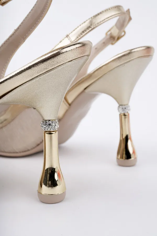 Muggo ARYNA Sivri Burun Arkası Açık Günlük Klasik Kadın Topuklu Ayakkabı