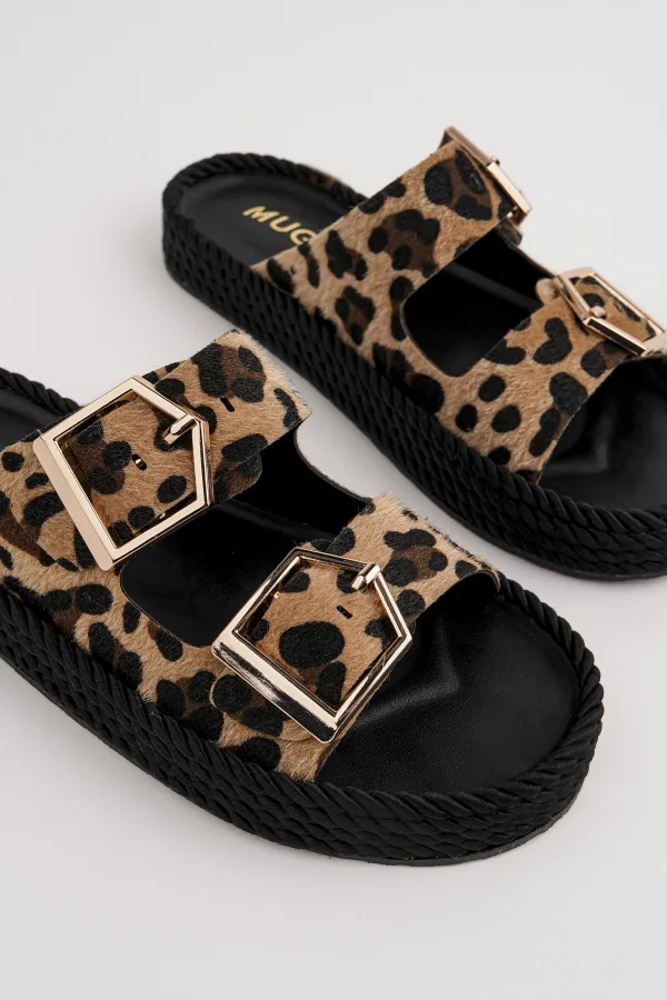 Muggo GOLDY Women's Double Buckle Adjustable Comfortable Sole Casual Slippers