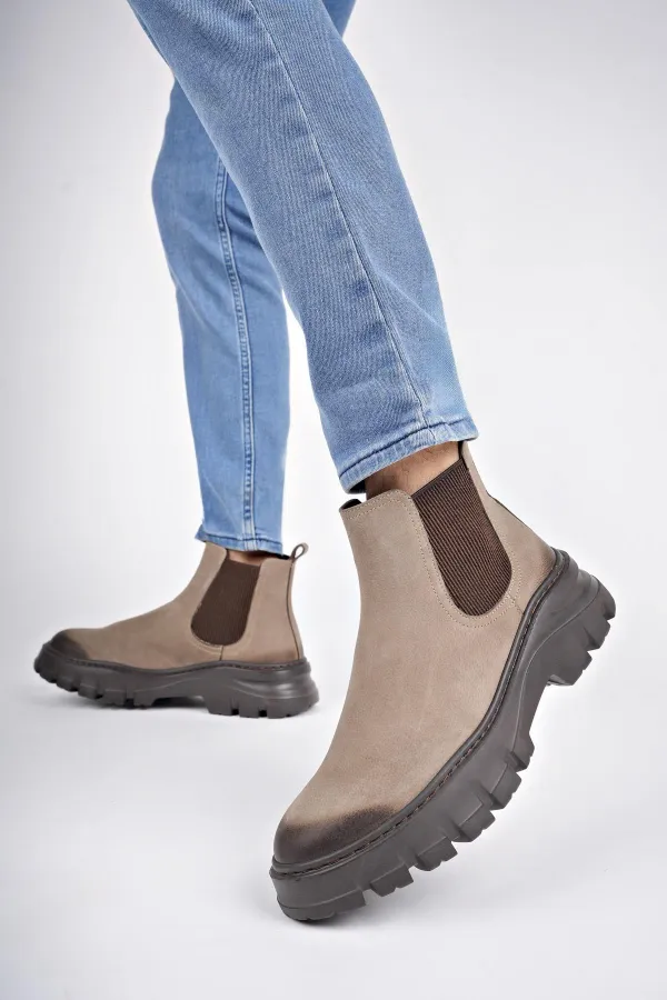 Muggo RAGNAR bottes Chelsea en cuir véritable à semelle épaisse pour hommes