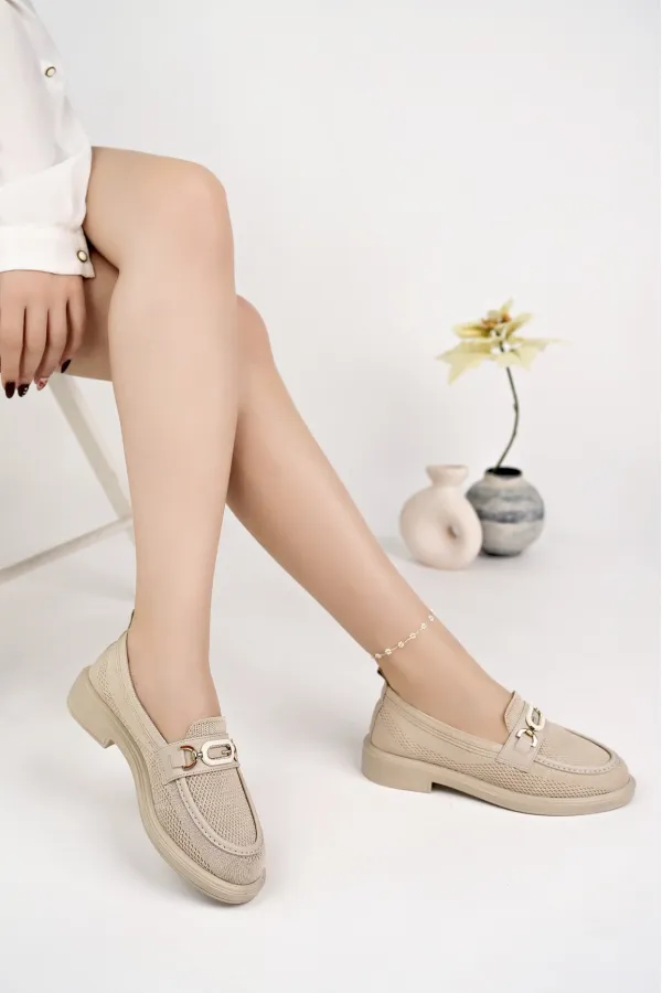 Muggo SAKURA Women's Knitted Loafer Casual Moccasin Shoes with Metal Buckle Muggo SAKURA Women's Knitted Loafer Casual Moccasin Shoes with Metal Buckle