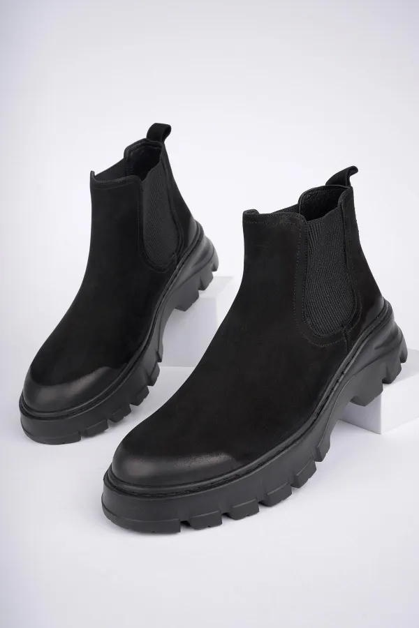 Muggo RAGNAR bottes Chelsea en cuir véritable à semelle épaisse pour hommes