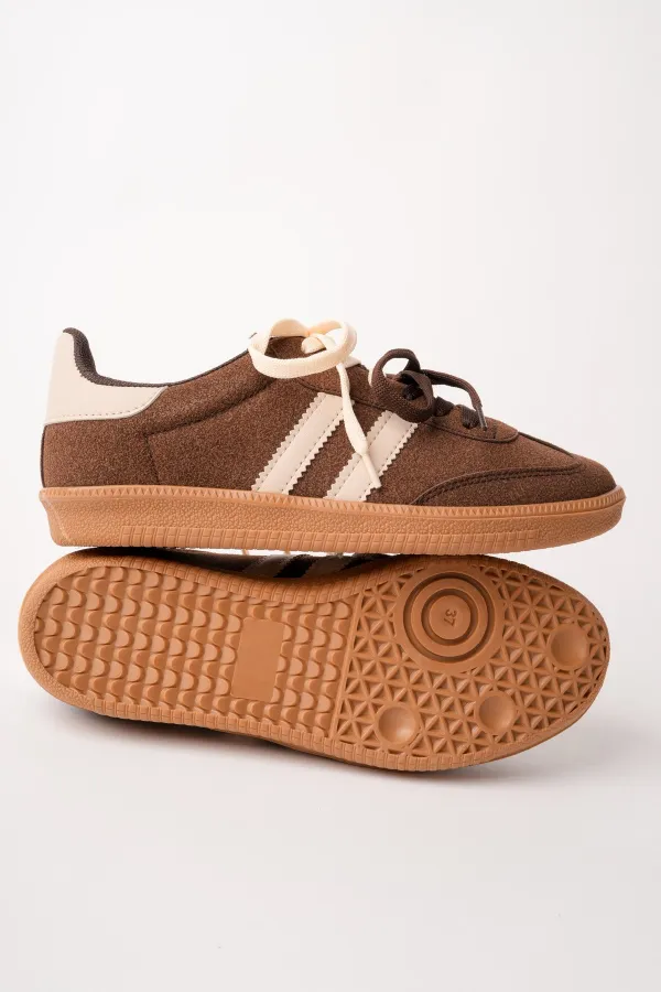 Muggo TAUPE Çift Bağcıklı Günlük Kadın Sneaker Spor Ayakkabı