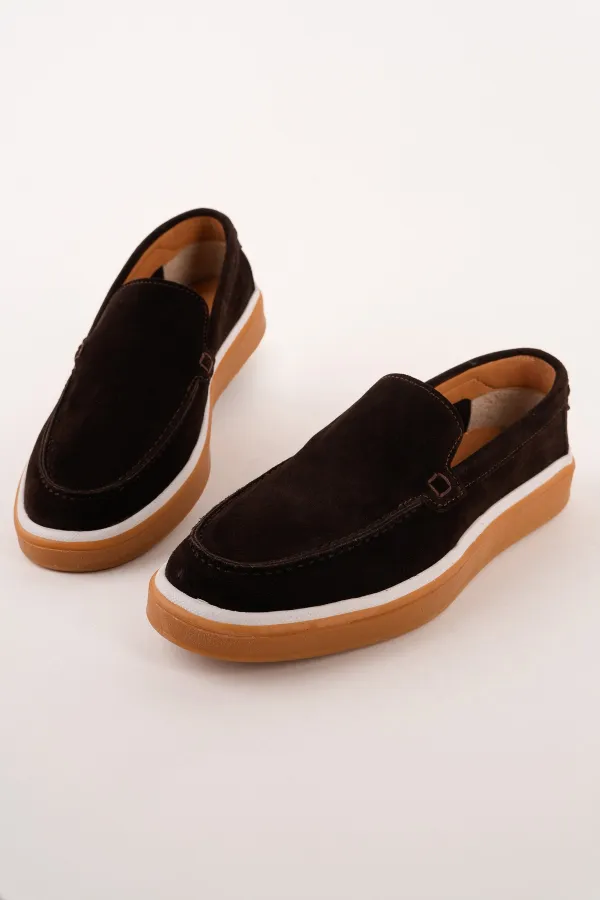 Muggo COVENT Genuine Suede Leather Laceless Men's Casual Loafer Shoes
