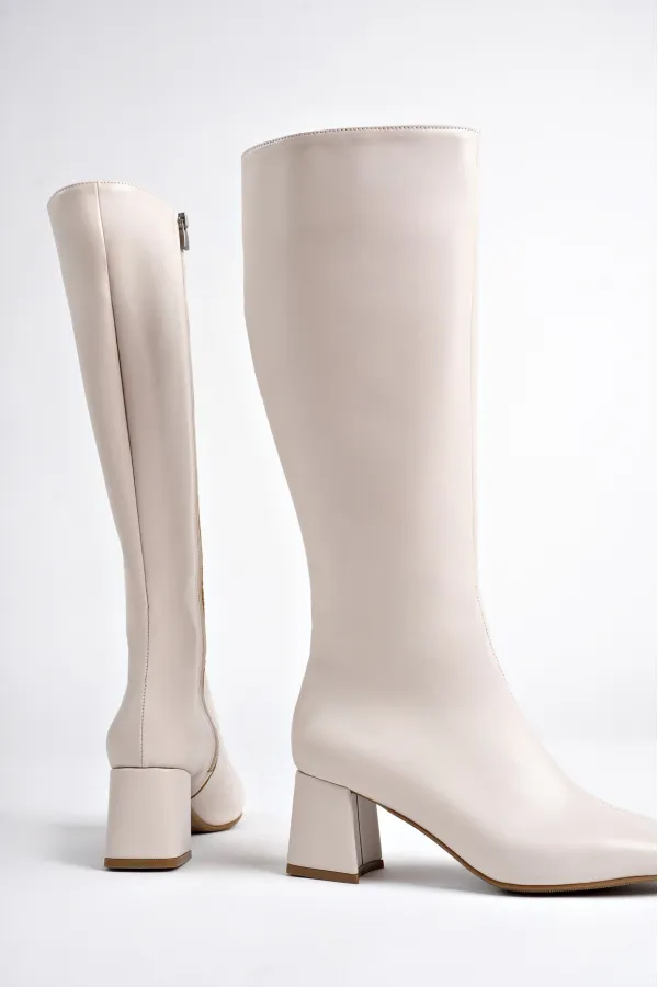 Bottes à talons pour femmes Muggo KAROLINE, bout carré garanti, fermeture éclair latérale