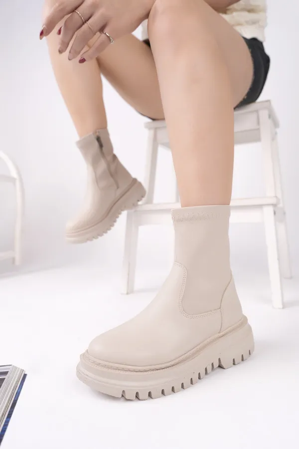 Bottes Muggo PITA à semelle épaisse et fermeture éclair pour femmes