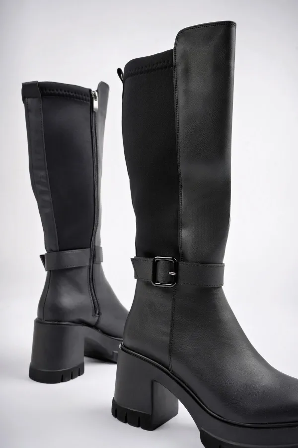 Muggo ARONGO garanti ceinture détail fermeture éclair talon plateforme bottes pour femmes