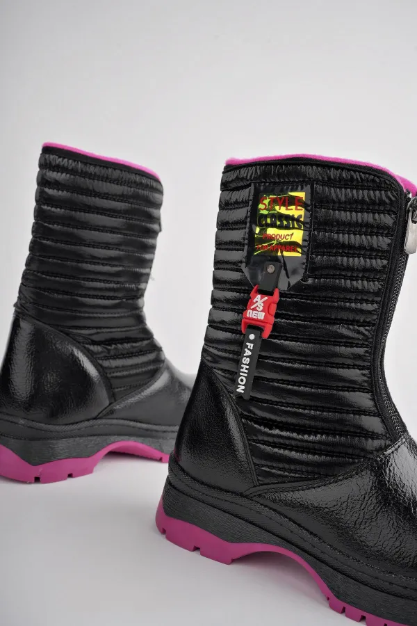 Bottes de pluie et de neige Muggo BLOOM pour enfants, garanties, avec doublure polaire, fermeture éclair sur le devant et semelle crantée.